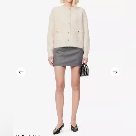 NWT Anine Bing Bobbie Cardigan in Light Oat Size Small Neutral Alpaca Sweater - Picture 7 of 10